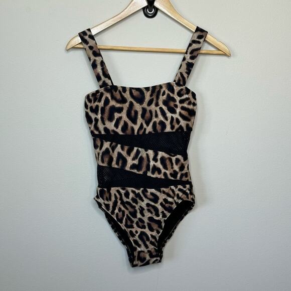 Carmen Marc Valvo Other - Carmen Marc Valvo NWOT Leopard Mesh One Piece Swimsuit Size 6